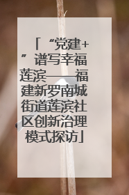 “党建+”谱写幸福莲滨——福建新罗南城街道莲滨社区创新治理模式探访