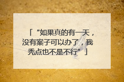 “如果真的有一天，没有案子可以办了，我秃点也不是不行”