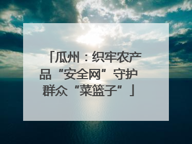 瓜州：织牢农产品“安全网”守护群众“菜篮子”