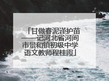 甘做春泥谨护苗——记河北省河间市景和镇初级中学语文教师程桂霞