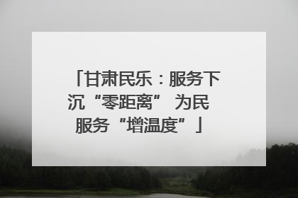 甘肃民乐：服务下沉“零距离” 为民服务“增温度”