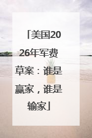 美国2026年军费草案：谁是赢家，谁是输家