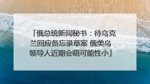 俄总统新闻秘书：待乌克兰回应备忘录草案 俄美乌领导人近期会晤可能性小