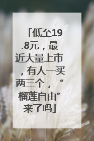 低至19.8元，最近大量上市，有人一买两三个，“榴莲自由”来了吗