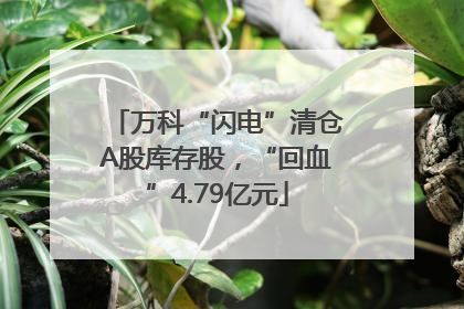 万科“闪电”清仓A股库存股，“回血”4.79亿元