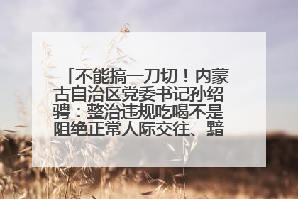 不能搞一刀切！内蒙古自治区党委书记孙绍骋：整治违规吃喝不是阻绝正常人际交往、黯淡人间烟火