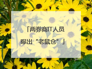 两券商IT人员曝出“老鼠仓”