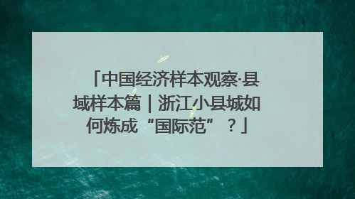 中国经济样本观察·县域样本篇｜浙江小县城如何炼成“国际范”？