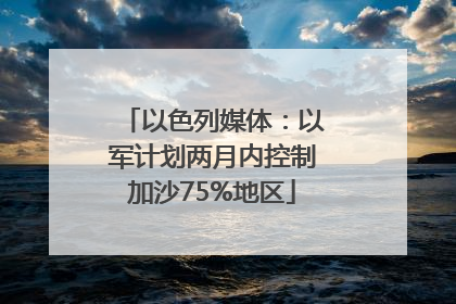 以色列媒体：以军计划两月内控制加沙75%地区