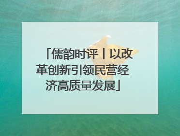 儒韵时评丨以改革创新引领民营经济高质量发展