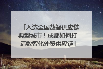 入选全国数智供应链典型城市！成都如何打造数智化外贸供应链