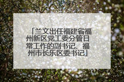 兰文出任福建省福州新区党工委分管日常工作的副书记、福州市长乐区委书记