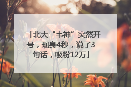 北大“韦神”突然开号，现身4秒，说了3句话，吸粉12万
