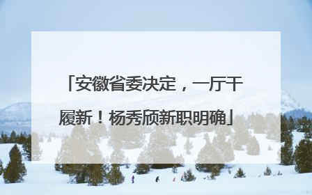 安徽省委决定，一厅干履新！杨秀颀新职明确