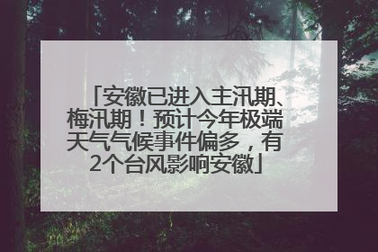 安徽已进入主汛期、梅汛期！预计今年极端天气气候事件偏多，有2个台风影响安徽