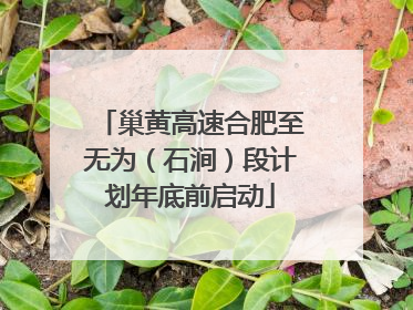巢黄高速合肥至无为（石涧）段计划年底前启动