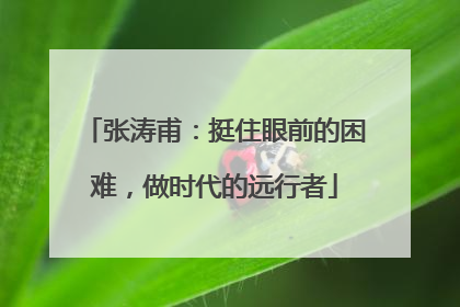 张涛甫：挺住眼前的困难，做时代的远行者