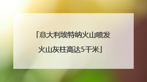 意大利埃特纳火山喷发 火山灰柱高达5千米