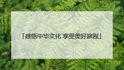 感悟中华文化 享受美好旅程