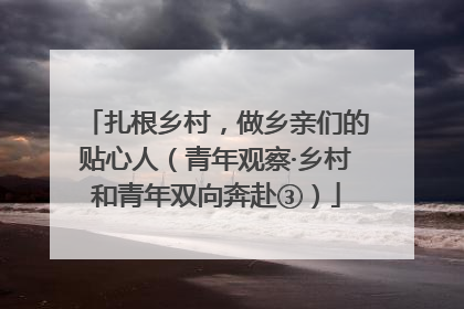 扎根乡村，做乡亲们的贴心人（青年观察·乡村和青年双向奔赴③）