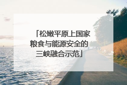 松嫩平原上国家粮食与能源安全的三峡融合示范