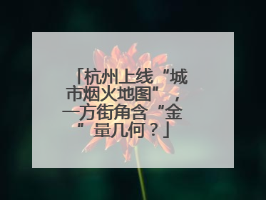 杭州上线“城市烟火地图”，一方街角含“金”量几何？