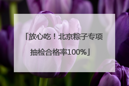 放心吃！北京粽子专项抽检合格率100%