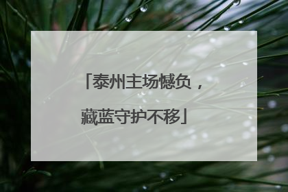 泰州主场憾负，藏蓝守护不移