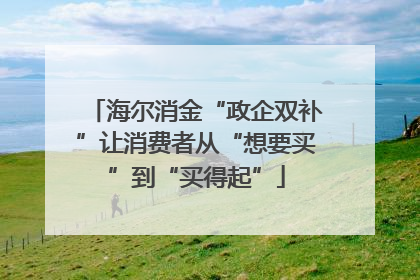 海尔消金“政企双补”让消费者从“想要买”到“买得起”