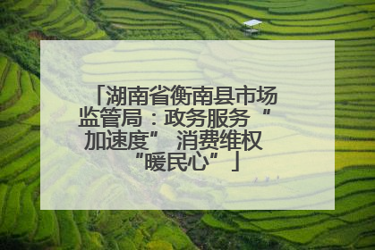 湖南省衡南县市场监管局：政务服务“加速度” 消费维权“暖民心”