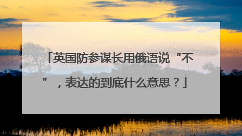 英国防参谋长用俄语说“不”，表达的到底什么意思？