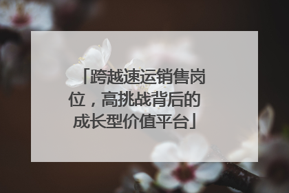 跨越速运销售岗位，高挑战背后的成长型价值平台