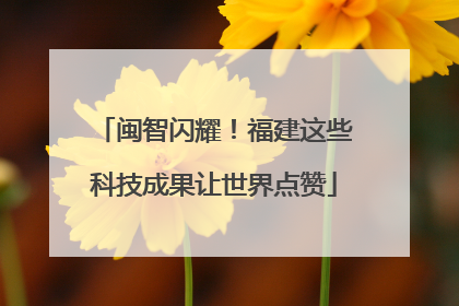 闽智闪耀！福建这些科技成果让世界点赞
