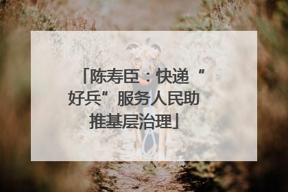 陈寿臣：快递“好兵”服务人民助推基层治理