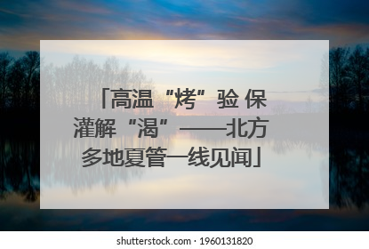 高温“烤”验 保灌解“渴”——北方多地夏管一线见闻