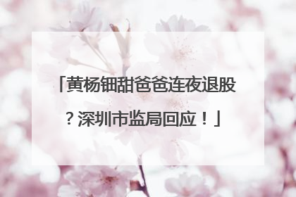 黄杨钿甜爸爸连夜退股？深圳市监局回应！