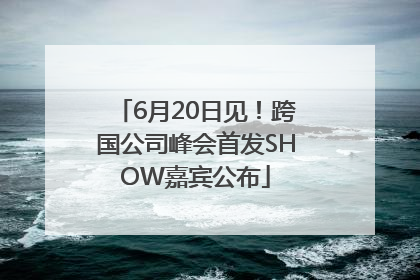 6月20日见！跨国公司峰会首发SHOW嘉宾公布